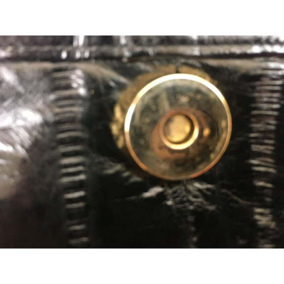 Genuine Brown Eel Skin Vintage Purse 2 zipper compartment magnetic closure - Picture 10 of 13